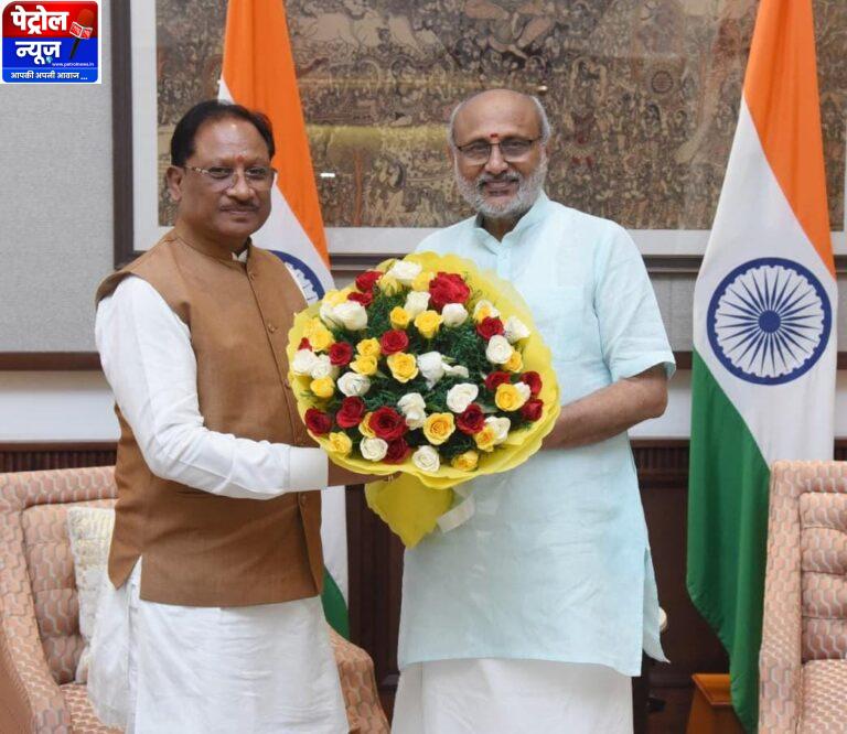 CG: मुख्यमंत्री विष्णु देव साय ने उपराष्ट्रपति सी. पी. राधाकृष्णन से की सौजन्य भेंट